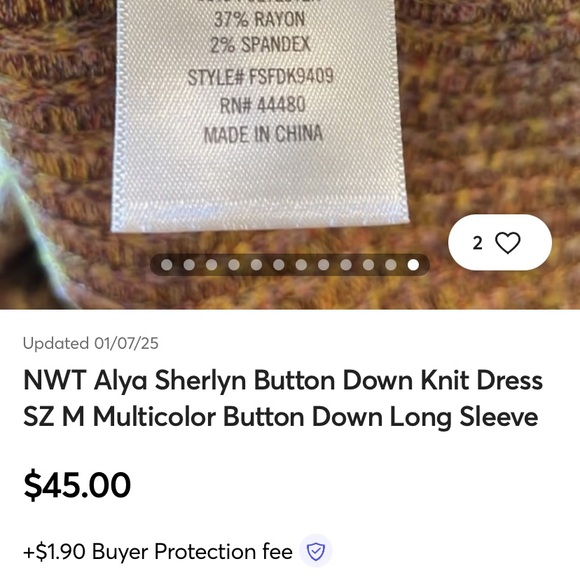 NWT Alya Sherlyn Button Down Knit Dress SZ S Multicolor Button Down Long Sleeve - Picture 15 of 15